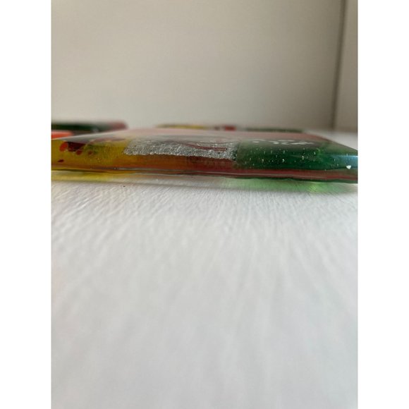 4 Art Glass Cat Kitten Decor Coaster Set Patchwork Boho Eclectic Multi Color 3.5 - Picture 13 of 14